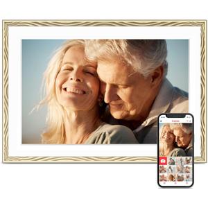 Digital Picture Frame, 10.1'' Frameo Digital Frame Wifi, 32GB Memory, 1280*800 HD Touch Screen Digital Photo Frame, Wall Mountable, Share Instantly, Anniversary, Birthday Gifts for Women, Mom, Golden