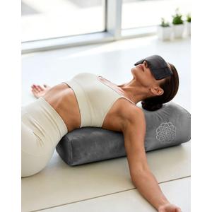 3 in 1 Yoga Bolster Pillow Set for Relaxation & Meditation , Premium Rectangular Velvet Cushion with Weighted Lavender Eye Pillow & Replacement Cotton Cover, Supportive Foam for Back Support & Stretching