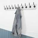 WEBI Coat Rack Wall Mount,38 9/16" Long,10 Hooks,Coat Hooks Wall Mounted Large Coat Hanger Wall Hooks for Hanging Coats,Clothes,Jacket,Hats,Entryway,Black/White