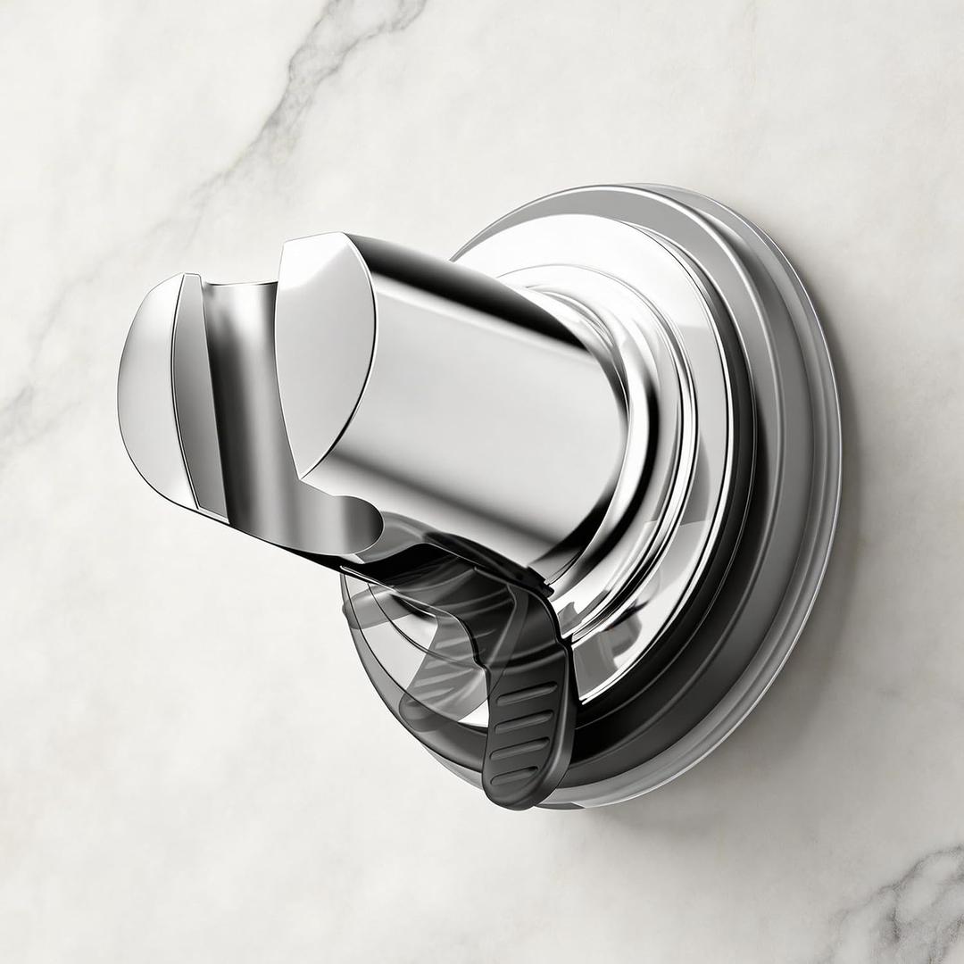 Handheld Shower Head Holder Suction, Removable No Drill Shower Wand Bracket Wall Mount, Vacuum Suction Cup Showerhead Holder Adhesive (1, Chrome)