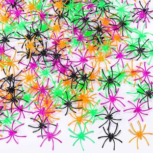 2 x GlyinnHe 160PCS Halloween Mini Plastic Spiders 4 Colors Small Fake Spider Toys Spiders Prank Props for Halloween Home and Party Decorations