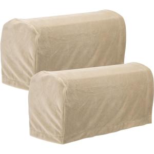 UXCELL 2-Pack Stretch Armrest Covers, Couch Arm Covers with Twist Pin, Non-Slip Sofa Armrest Protectors, Sand