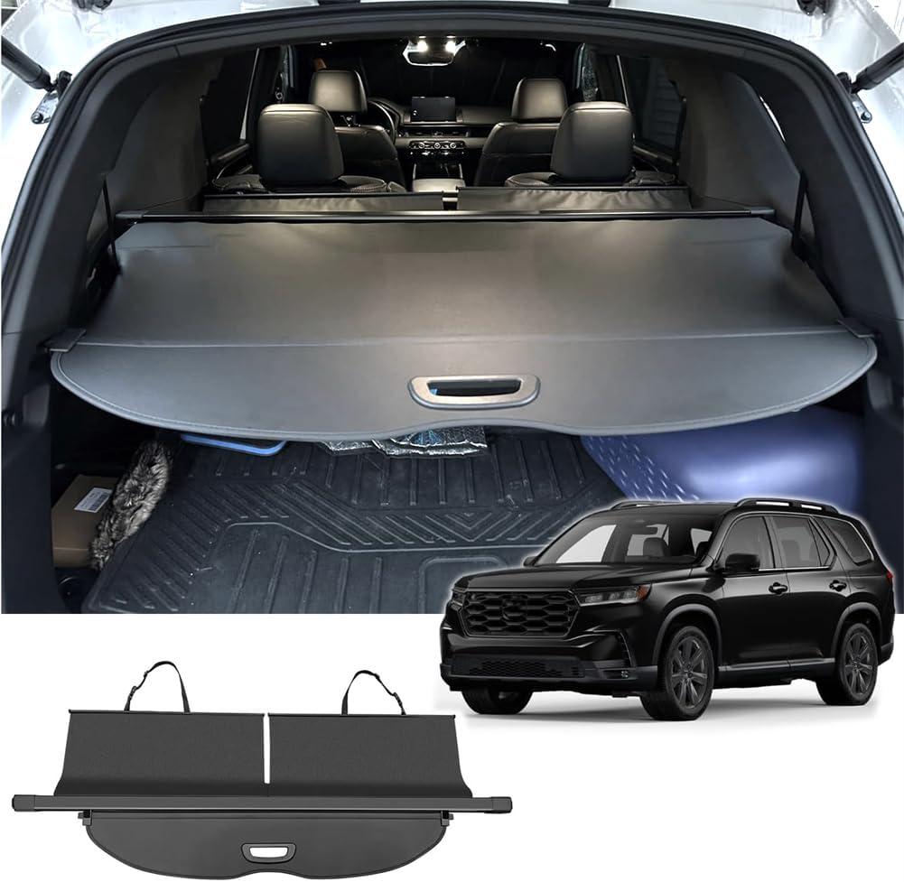 Vesul Cargo Cover Compatible with Honda Pilot 2026 2025 2024 2023 PVC Leather Security Shield Tonneau Cover Rear Trunk Shade Anti-Peeping Luggage Privacy Screen No Gap Black