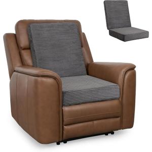 HIGOGOGO Corduroy Recliner Chair Cushion with Lumbar Support Pillow Soft Non-Slip 4" Thick Seat Pad Prevent Buttocks & Back Pain in Seniors (Grey, 21" Backrest)