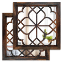 Wocred 2 PCS Square Wall Mirror,Gorgeous Rustic Farmhouse Accent Mirror,Caramel Color Entry Mirror for Bathroom Renovation,Bedrooms,Living Rooms and More(12”x12”)