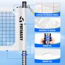 Professional Heavy Duty Volleyball Net Set for Backyard & Beach, Outdoor Net System with Steel Anti-Sag Winch, 32FT Reinforced Net, Height Adjustable Rust-Resistant Aluminum Poles, Portable Carry Bag