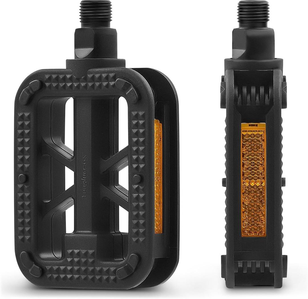 VIRIBUS 9/16 Inch Bike Pedals, Professional Bicycle Pedals with Nonskid Platforms & Reflectors, Waterproof BMX Pedals Compatible with Most Road Bike Mountain Bike Tricycle Electric Bike Kids Bike