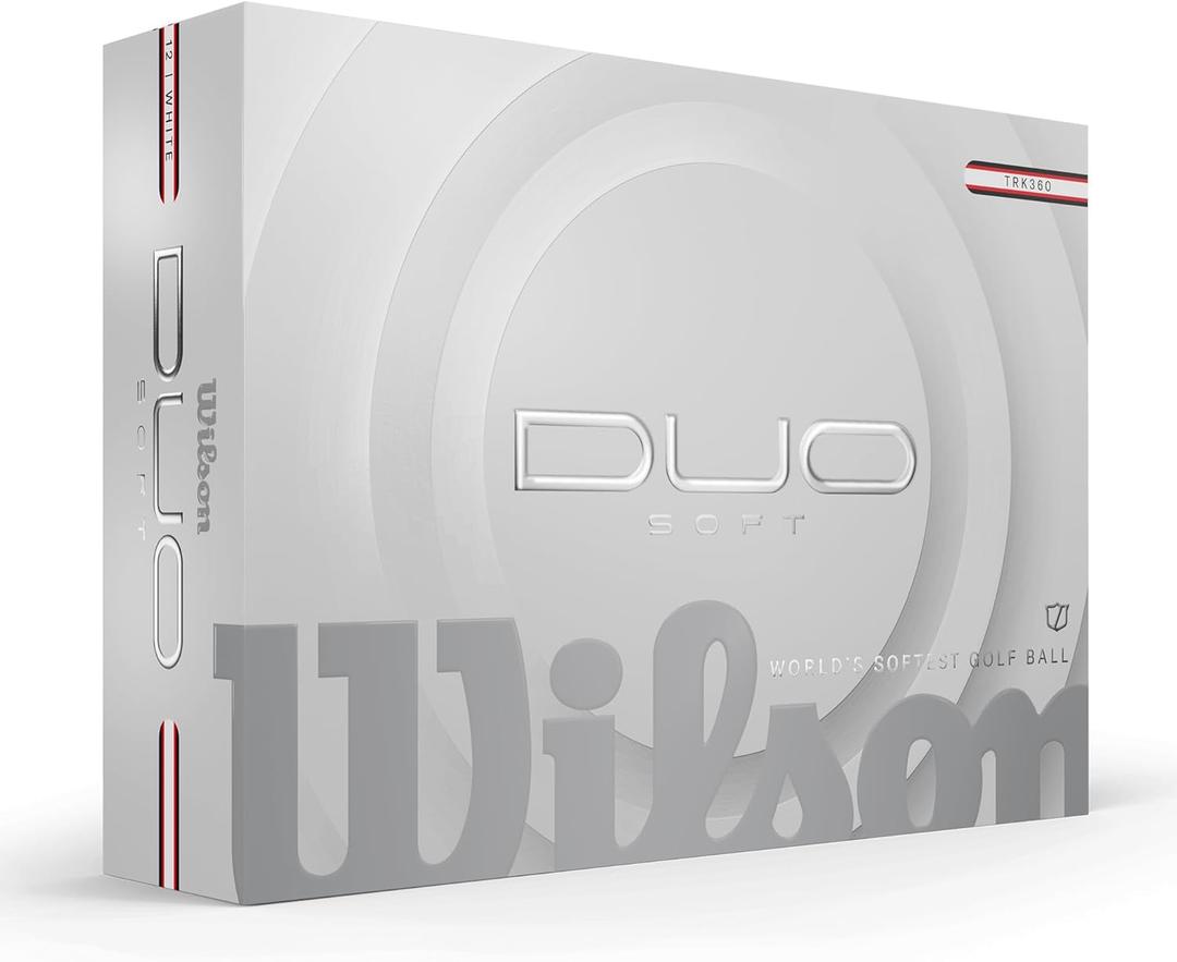 WILSON 2025 Duo Soft Golf Balls - White, 12 Balls (White/Red Stripe)
