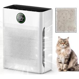 Air Purifiers for Home Large Room up to 2200sq.ft, MOOKA Air purifier for Home Pets with Washable Filter, PM 2.5 Display Air Quality Sensor Air Cleaner for Bedroom, Dorm room, Pets, Office PR1 (White)