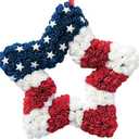 18 Inch Patriotic Red White Blue Large Star Shape Flower Wreath for Front Door, Forth of July American Flag Color Soft Touch Floral Wreath for Indoor and Outdoor, Independence Day Home Decor