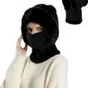 3 in 1 Beanie Hat with Scarf and Mask,Balaclava for Women,Women's Outdoors Windproof Scarf Hat,Essential for Going Out.
