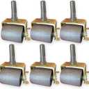 Heavy Duty Steel Stem Bed Frame Wheels Casters Rollers with Socket Sleeve Inserts, Set of 6 Locking (Dark Brown)