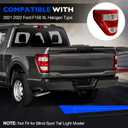 Tail Light Compatible with 2021 2022 2023 Ford F150 F-150 XL Rear Lamp Assembly - Brake Taillights Replace for ML3Z-13405-E ML3Z13405E- Halogen Type W/O Blind Spot - Driver Left Side