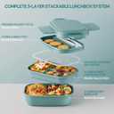 Adults Bento Lunch Box Set with Lunch Bag, 3-Tier Stackable Leak-Proof Lunch Containers, BPA-Free Bento Box with Built-in Utensils,Microwave & Dishwasher Safe for Work, School, Dining OutGreen
