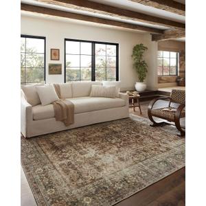 Loloi Magnolia Home by Joanna Gaines Sinclair Collection SIN-01 Rust/Lagoon 7'-6" x 9'-6", .25" Pile Height, Machine Washable, Area Rug
