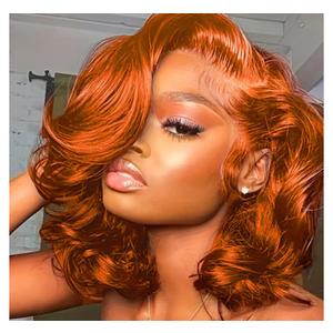 Ginger Bob Wig Human Hair Ginger Orange 13x4 Lace Front Wig Human Hair 180 Density Body Wave Short Bob Wig 350 Ginger Glueless Wigs Human Hair Transparent Lace Frontal Pre Plucked 10 Inch