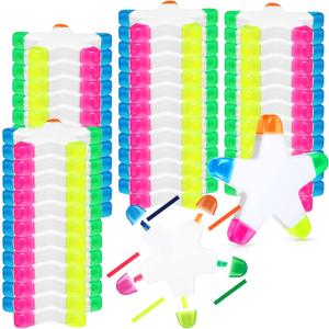 Geyee 50 Pcs Star Highlighters Bulk Highlighters Assorted Colors Creative Star Shape Watercolor Cute Pens 5-in-1 Color Fluorescent Pens for School Office Stationery Aesthetic School Supplies