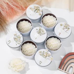Threlaco 12 Pcs Bridesmaid Gift Scented Candles Wedding Bridesmaid Proposal Candle Soy Wax Flower Candles Sets for Women Maid of Honor Wedding Bridal Shower Favors for Guests(White)