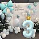 LilyZheng Baby Blue Number 3 Foil Balloon Set, 40 Inch Number Balloon with Crown, Bow & Heart Balloons for Boys and Girls 3rd Birthday, Baby Shower & Prince Party