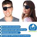 2 Pcs Eye Patches for Adults and Kids,3D Adjustable Eyepatch for Right or Left Eye,One Eye Cover for Lazy Eye,Pirate Costume(Black)