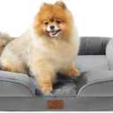Bedsure Orthopedic Dog Bed - Bolster Dog Sofa Beds for Small Dogs, Supportive Foam Pet Bed with Removable Washable Cover, Waterproof Lining and Nonskid Bottom Couch, Grey (24.0"L x 18.0"W x 6.0"Th)