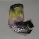 BERON 14 Inches Blonde Wig with Bangs Short Curly Wig Blonde Purple Ombre Black Curly Wigs for Women Daily Party or Cosplay Hairnet Include