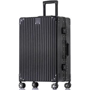HotWay 28 Inch Checked in Luggage with Aluminum Frame, PC Hard Shell Suitcase with Spinner Wheels and TSA Lock, Large Suitcase for Travel, Black