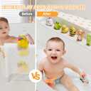 Cushore 3-Ft Bathtub Splash Guard PlayPad with Strong Suction Cups, Toy Tray Caddy Holder Storage, No-Leak, Mess-Free Bath Time for Kids, White
