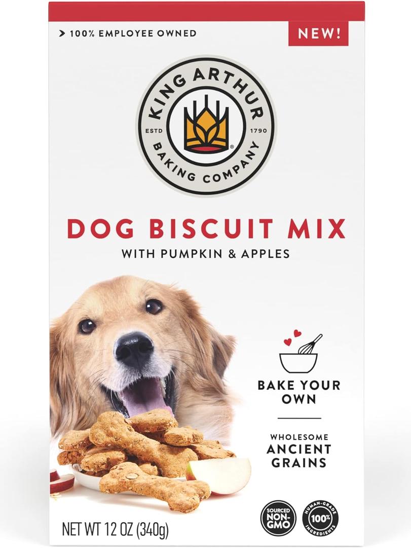 King Arthur Dog Biscuit Mix, Pumpkin & Apple, Homemade Dog Treats, 12oz (EXP 04/20/27)