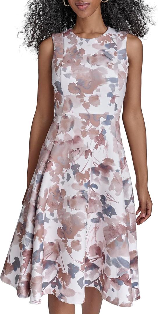 Calvin Klein Sleeveless Floral Fit and Flare, 10