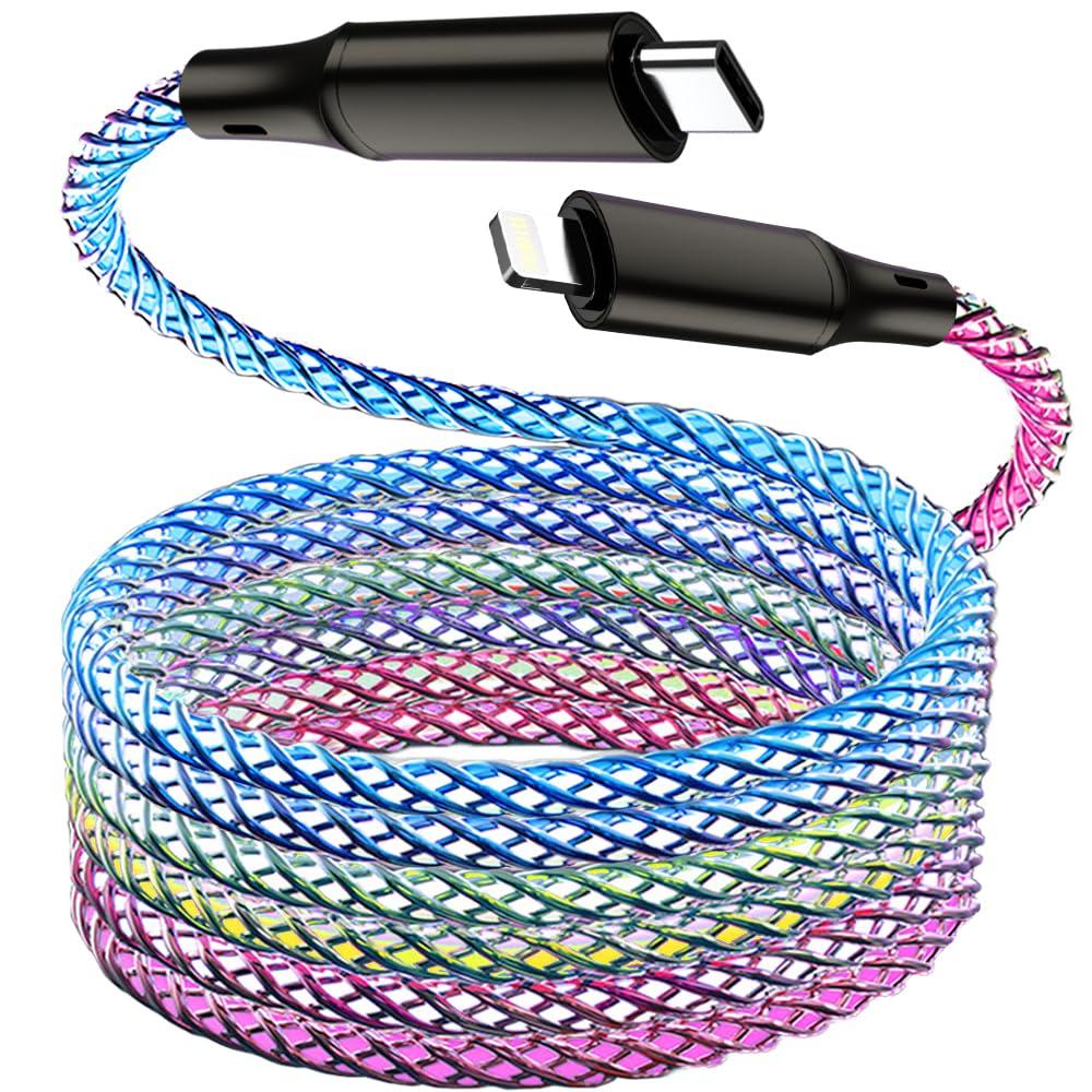 LED iPhone Fast Charger, 5ft RGB Colorful Gradual Light Up MFi Type C to Lightning Charger Cable USB C iPhone Charging Sync Cord for iPhone 14 13 12 11 Pro Max XR XS X 8 7 6 Plus More