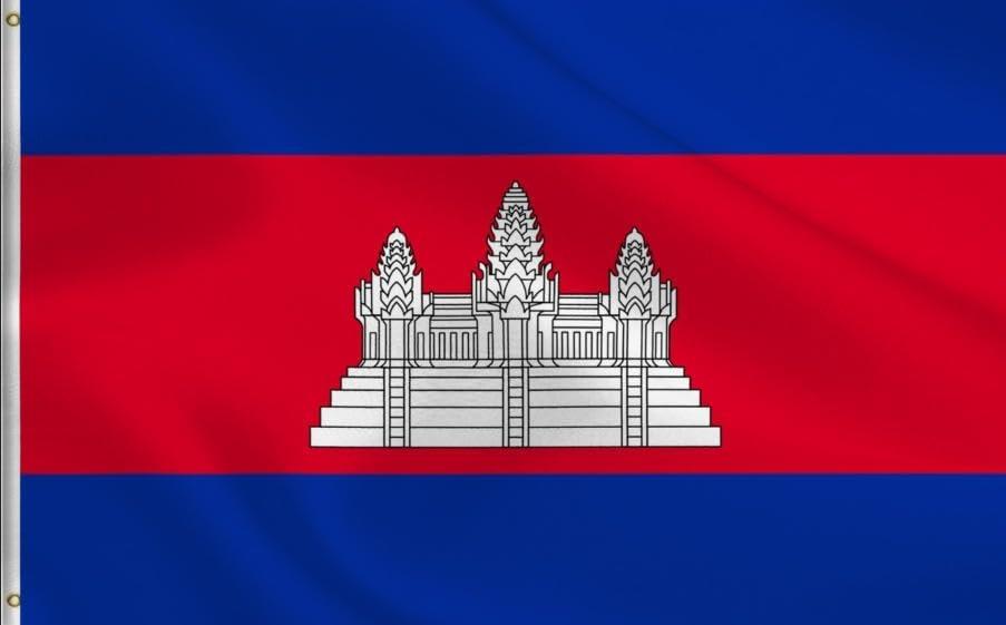Large Cambodia Flag 4X6FT,48X72 Inch Cambodian Flags for Outdoor and Indoor Decro,100D Thick Polyester,UV Resistant,Bright Color with Brass Grommets and Stronger Header (Single, 4x6)