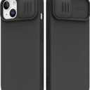 Nillkin Designed for iPhone 14 Plus Case with Camera Cover, Silicone Ultra Slim Shockproof Protective Phone Case, [Microfiber Lining, Slide Camera Protection] 6.7 inch, Black