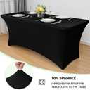 Obstal 4ft Stretch Spandex Table Cover for Standard Folding Tables - 2 Pack Universal Rectangular Fitted Tablecloth Protector for Wedding, Banquet and Party, Black
