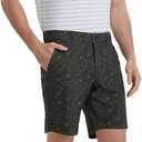 M MAELREG Golf Shorts Men Print Quick Dry 9" Stretch Lightweight Water-Resistant Flex Flat Front Fashion Mens Shorts Casual (Black Green Flower)