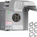 50 Amp RV Power Outlet Box, 125/250V NEMA 14-50R RV Outlet Weatherproof, Outdoor RV Electrical Outlet with Receptacle Panel, Enclosed Lockable Power Box for RV Camper, ETL Listed H91OB06