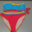 popvil Bikini Sets for Women Bandeau Swimsuits Strapless Two Piece Bathing Suits Neon Swimwear for Beach Vacation 2026 (Medium, Blue)