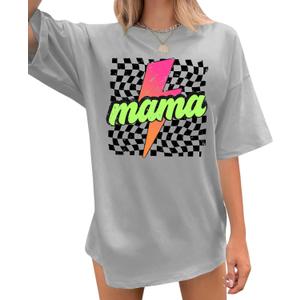 Women's Mama Shirt: Oversized Mama Shirts Trendy Mom T Shirt Loose Casual Summer Shirts Letter Print Short Sleeve Tops (Large, Grey4) Women's Mama Shirt: Oversized Mama Shirts Trendy Mom T Shirt Loose Casual Summer Shirts Letter Print Short Sleeve Tops (Large, Grey4)
