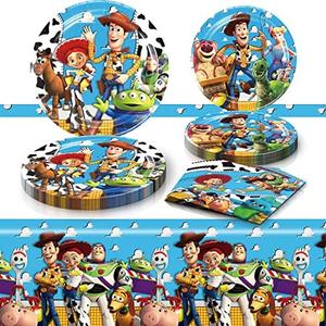 Pack of 52 Toy Inspired Story Birthday Party Supplies, 20 Plates, 20 Napkins and 1 Tablecover for Toy Inspired Story Party Decorations