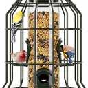 Bird Feeder Cage for Wild Birds Outside, Squirrel Resistant Bird Feeders with 4 Perches,25 oz Chew Proof and Rust Proof Wild Bird Feeders for Small Birds Only(Green)