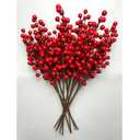 10Pcs Artificial Red Berry Stems, 15.5 Inch Christmas Holly Berry Branches Red Berry Picks for Christmas Tree Wreath Decor Winter Holiday Wedding Home Vase Crafts Decorations