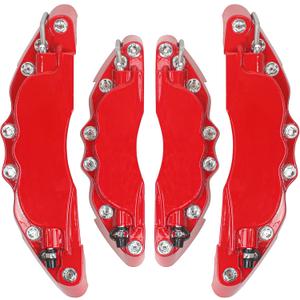 4pcs Brake Caliper Covers for Cars, Aluminum Red Universal Disc Brake Calipers Cover Protector for 14"-17" Wheel Hub, 3D Custom Style Modification Refit Accessories Pair for Front Rear Medium System
