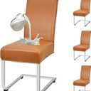 PU Leather Dining Chair Covers Removable 100% Waterproof Chair Covers for Dining Chairs Set of 4, Stretchy & Soft High Back Kitchen Chairs Cover Protectors (Orange)