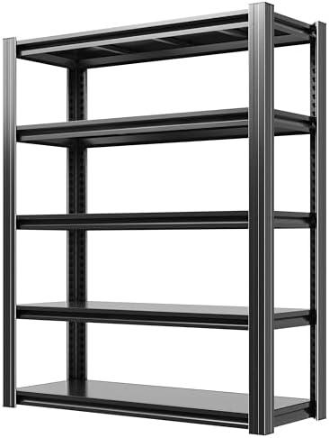 VIYET 72" H Garage Shelves, Garage Shelving Heavy Duty, 2500Lbs 5 Tier Adjustable Storage Shelves Suitable for Warehouse, Basement, Workshop, Kitchen, Require Assembly, 16" D*36" W*72" H(Black)