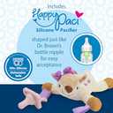 Dr. Brown's Baby Lovey Pacifier and Teether Holder, Deer with Pink HappyPaci, 100% Silicone, 0-6m (Packaging May Vary)