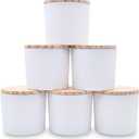 SHOWIN 12 OZ Thick Candle Jars for Making Candles 6 Pcs, Empty Jars with Wood Lids for Spice Jars, Sample Container, Matte White