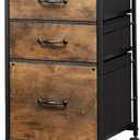 DEVAISE Mobile File Cabinet, Rolling Printer Stand with 3 Drawers, Fabric Vertical Filing Cabinet fits A4 or Letter Size for Home Office, Rustic Brown Wood Grain Print
