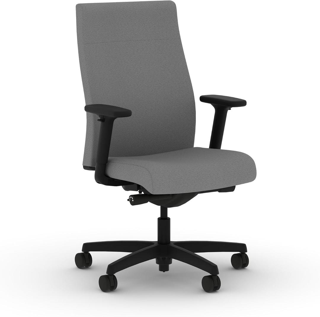 HON Ignition 2.0 Ergonomic Office Chair, Lumbar Support, Desk Chair, Frost | Upholstered ergonomic office desk chair with lumbar support, adjustable arms, office decor, advanced tilt for comfort, Oversized