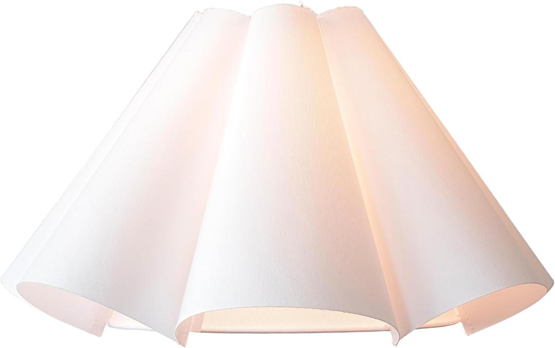 Large Pleated Empire Lamp Shade, White Linen Fabric Box Replacement Lampshade, 5.9" Top x 18.5" Bottom x 11" Slant, Spider Fitter Shade for Table Lamps, Floor Lamps, 1 Pack