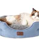 Bedsure Dog Beds for Small Dogs - Round Cat Beds for Indoor Cats, Washable Pet Bed for Puppy and Kitten with Slip-Resistant Bottom, 20 Inches, Allure
